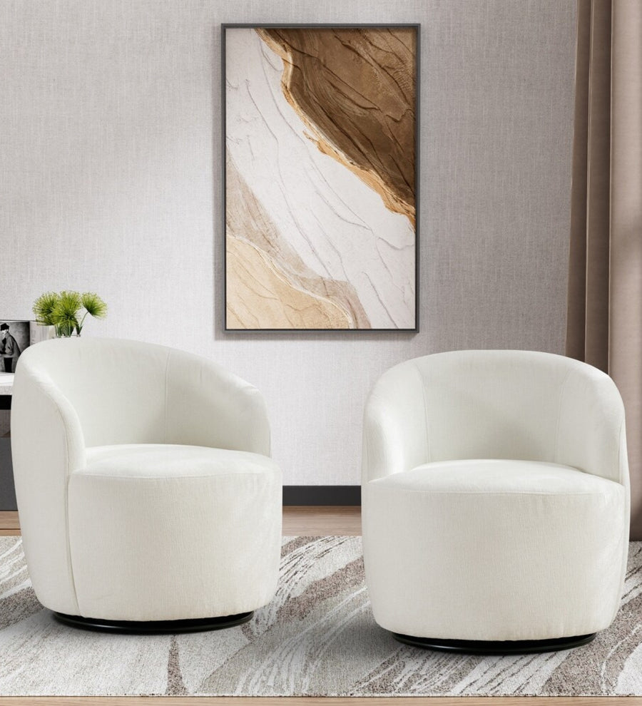 Oscar Fabric Swivel Chair In Ivory Cream Colour - Febonic Living
