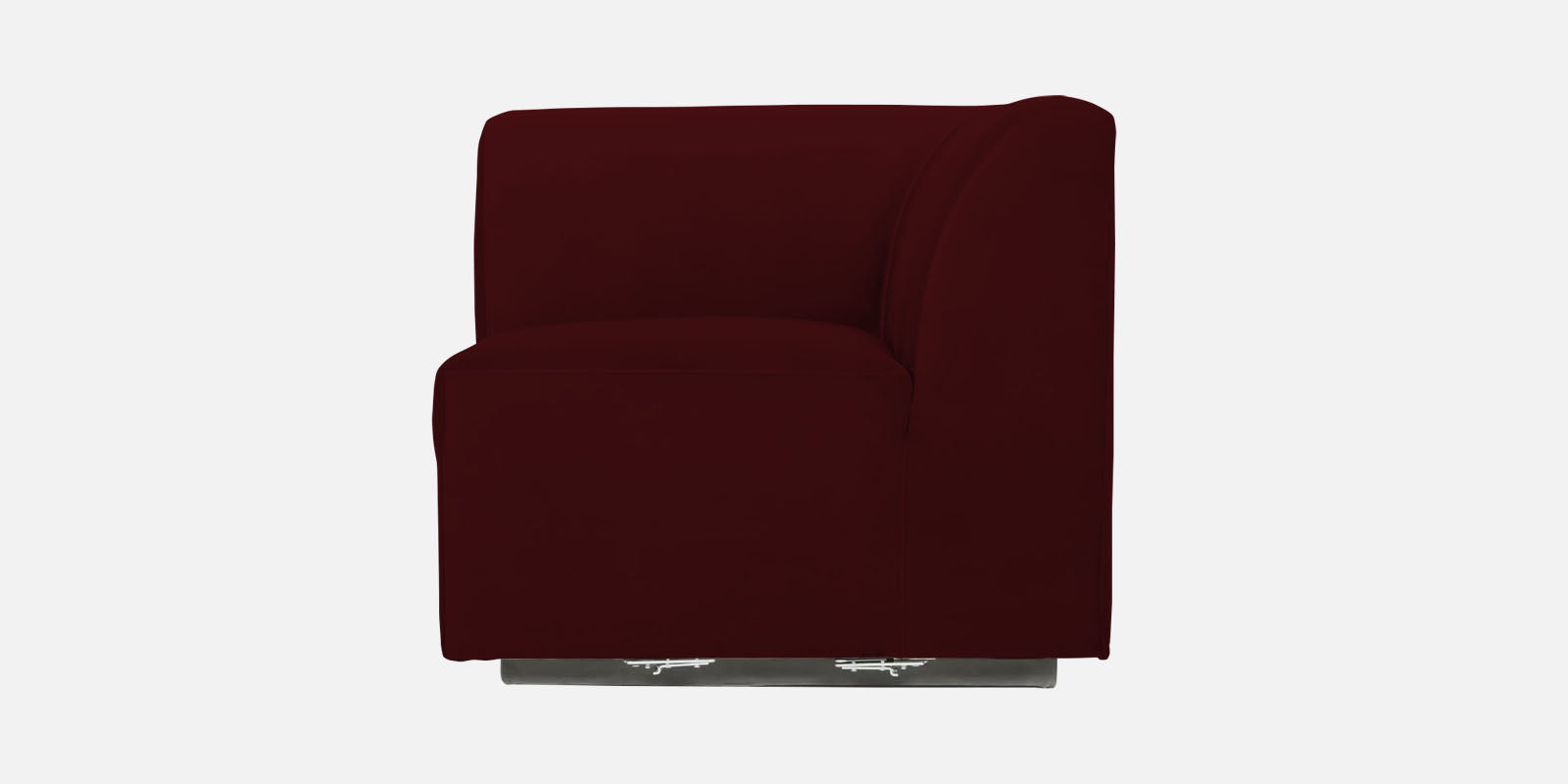 Bufa Velvet RHS Sectional Sofa In Dark Maroon Colour With Ottoman