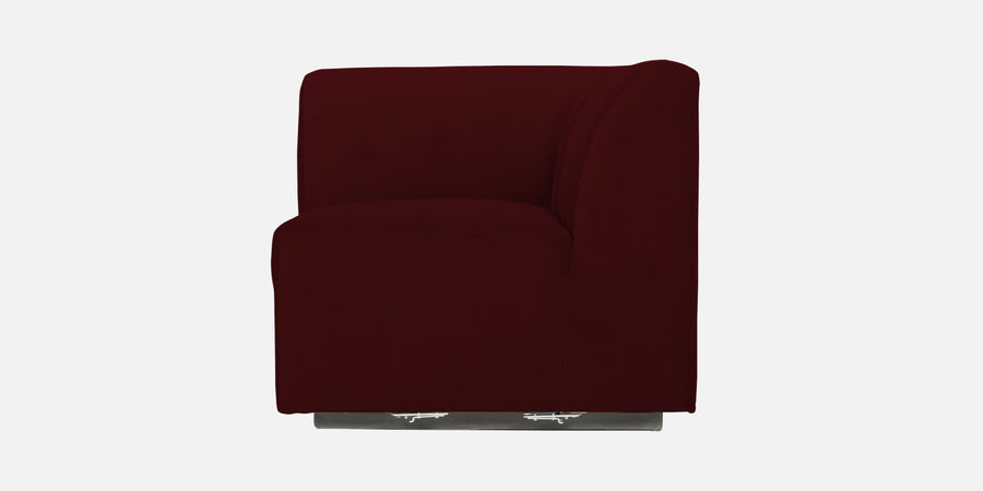 Bufa Velvet Rhs Sectional Sofa In Dark Maroon Colour With Ottoman - Febonic Living
