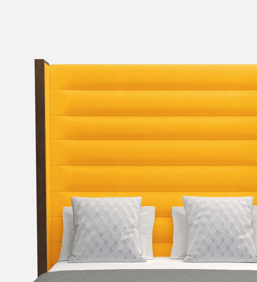 Sunny Fabric Upholstered King Size Bed In Bold Yellow Colour - Febonic Living