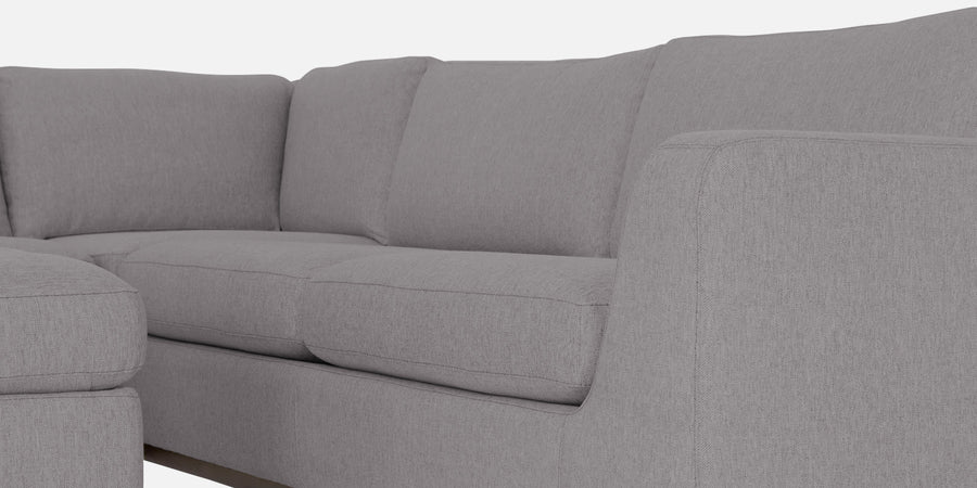 Freedom Velvet 6 Seater Rhs Corner Sofa In Concrete Grey Colour With Ottoman - Febonic Living