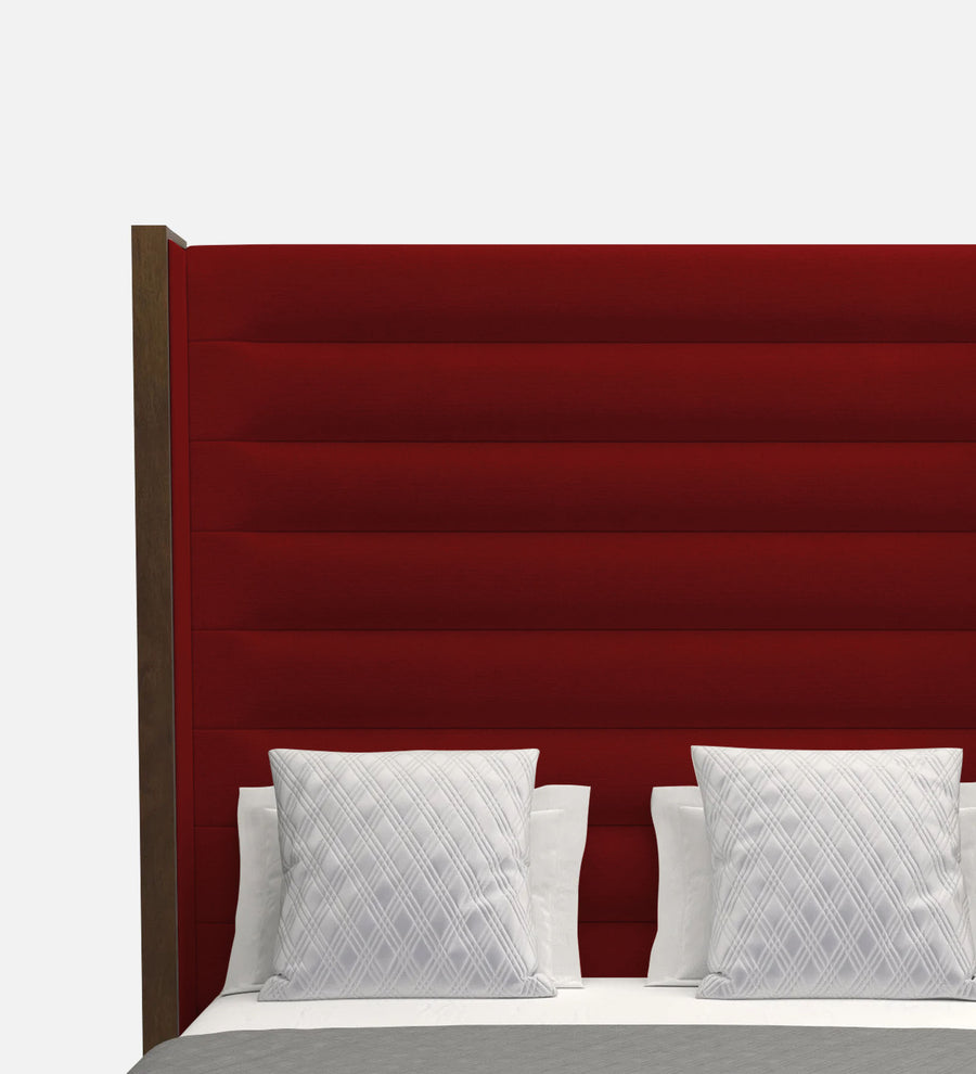 Sunny Fabric Upholstered King Size Bed In Blood Maroon Colour - Febonic Living