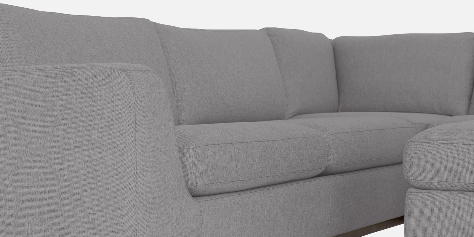 Freedom Velvet 6 Seater LHS Sectional Sofa In light grey Colour With Ottoman