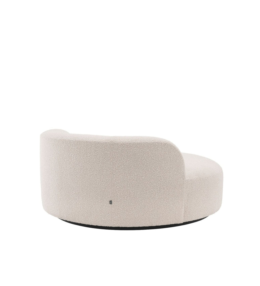 Kavi Boucle Fabric Swivel Chair In Shell White Colour - Febonic Living