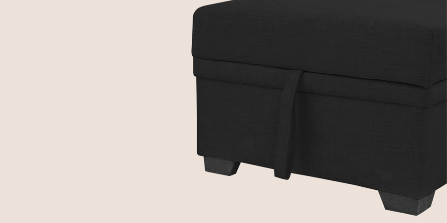Jody Fabric 3 Seater Pull Out Sofa Cum Bed In Zed Black Colour With Storage - Febonic Living