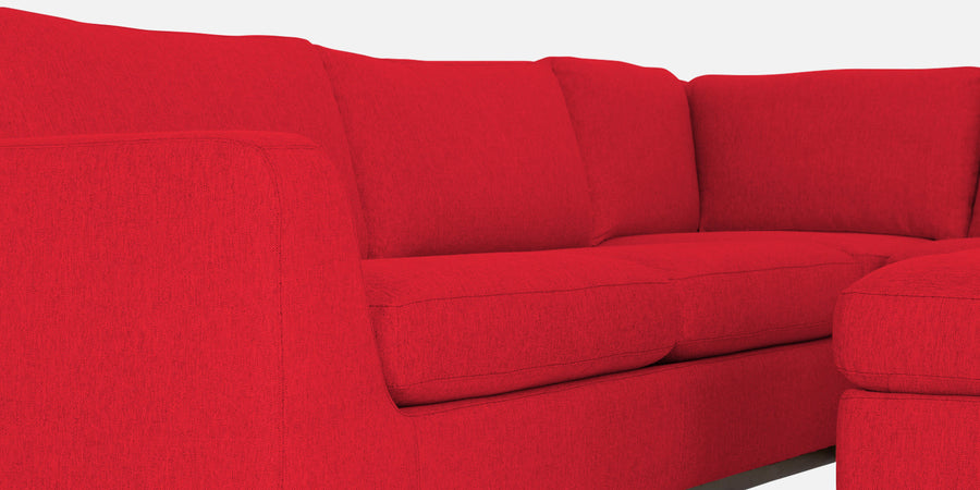 Freedom Velvet 6 Seater Lhs Corner Sofa In Ox Blood Maroon Colour With Ottoman - Febonic Living