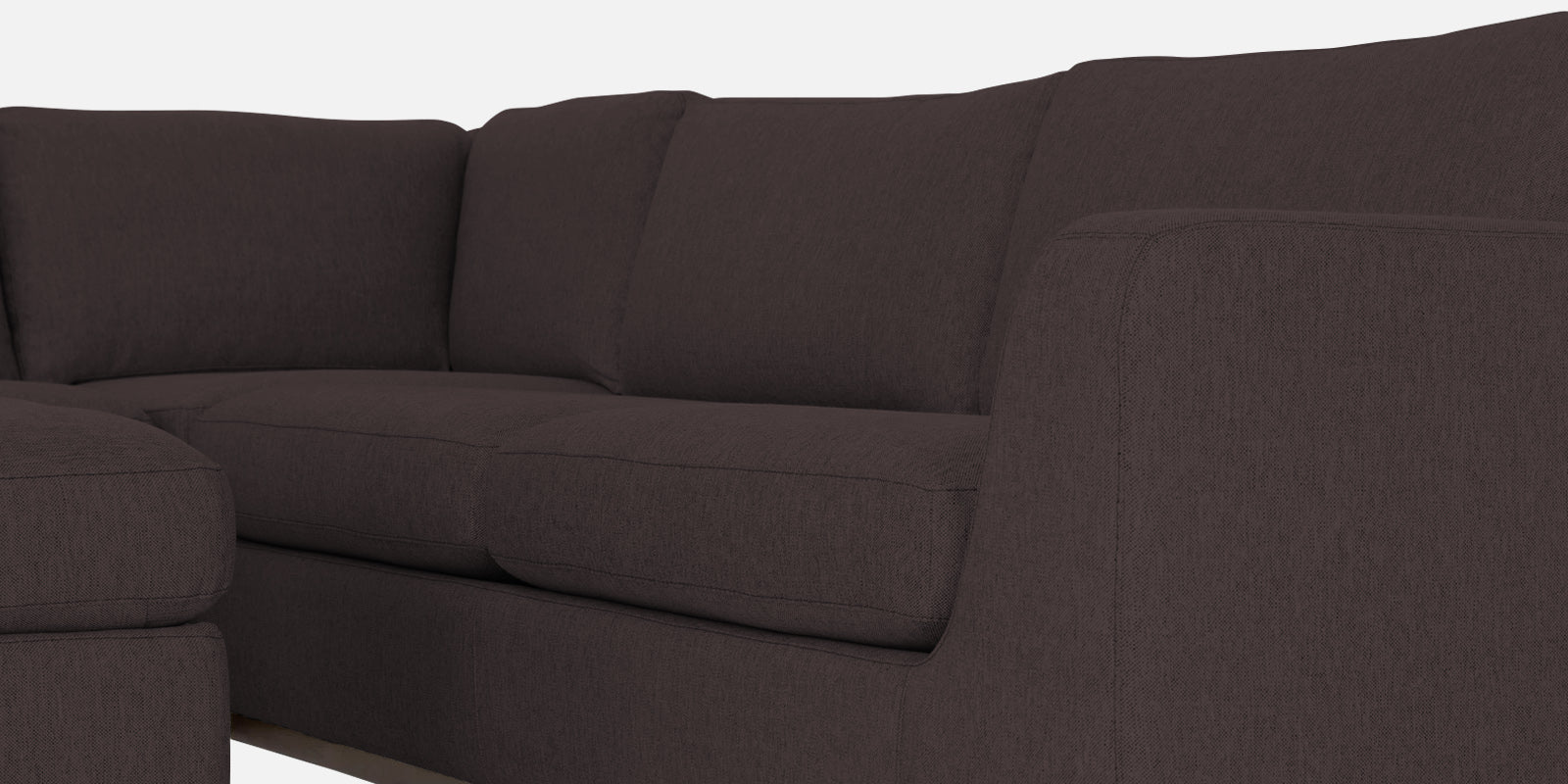 Freedom Velvet 6 Seater RHS Sectional Sofa In Mocha Brown Colour With Ottoman