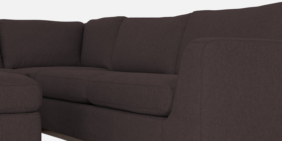 Freedom Velvet 6 Seater Rhs Corner Sofa In Mocha Brown Colour With Ottoman - Febonic Living