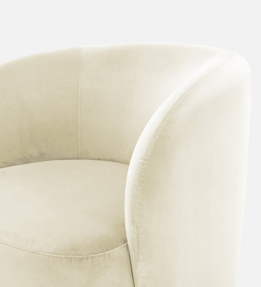 Lucky Velvet Lounge Chair In Warm White Colour - Febonic Living