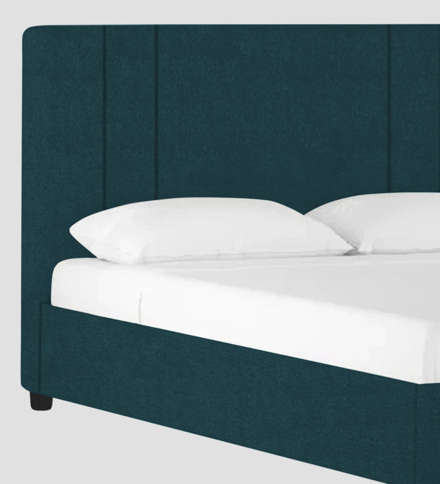 Asyra Velvet Upholstered King Size Bed In Arabian Green Colour With Box Storage - Febonic Living