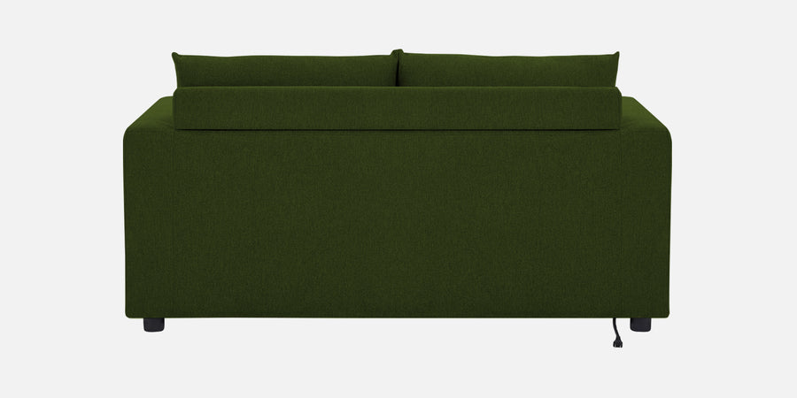 Roman Fabric 3 Seater Foldable Sofa Cum Bed In Olive Green Colour With Usb Port - Febonic Living