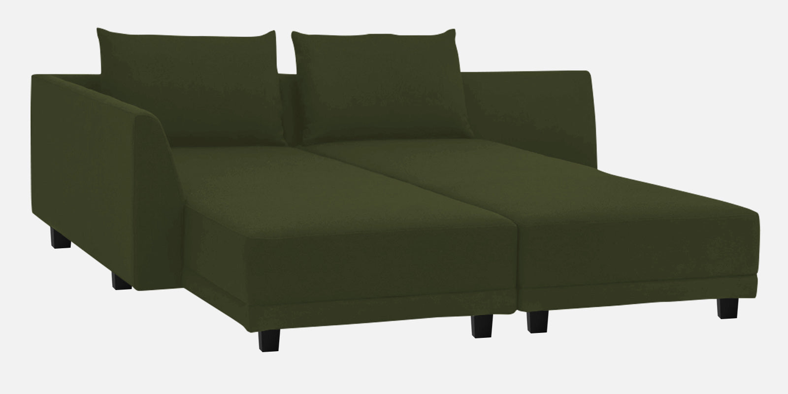 Ira Fabric RHS 6 Seater Sofa Cum Bed In Olive Green Colour