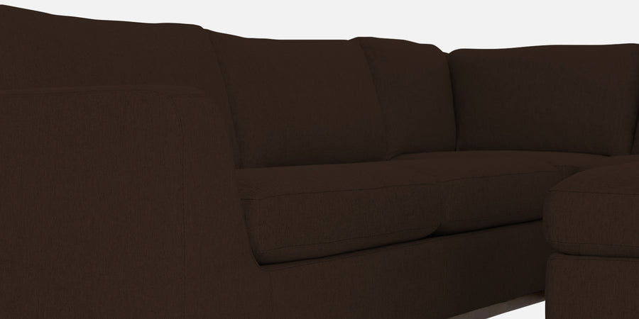 Freedom Velvet 6 Seater Lhs Corner Sofa In Cholocate Brown Colour With Ottoman - Febonic Living