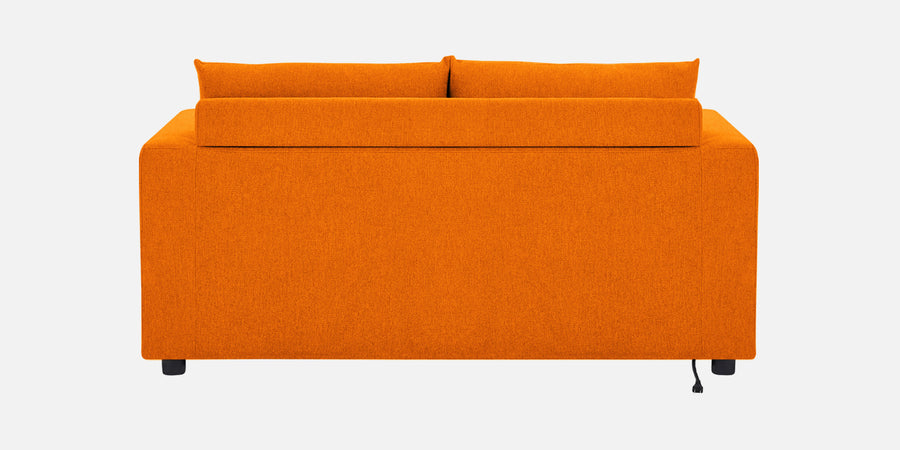 Roman Fabric 3 Seater Foldable Sofa Cum Bed In Vivid Orange Colour With Usb Port - Febonic Living