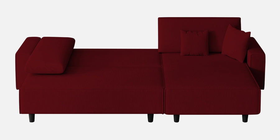 Peach Fabric Lhs 6 Seater Sofa Cum Bed With Storage In Ruby Red Colour - Febonic Living