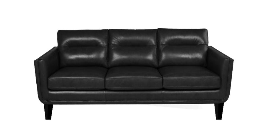 Kiko Leatherette 3 Seater Sofa In Lama Black Colour - Febonic Living