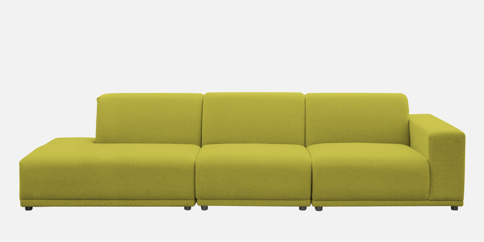 Adam Fabric LHS Sectional Sofa (3 + Lounger) In Parrot Green Colour