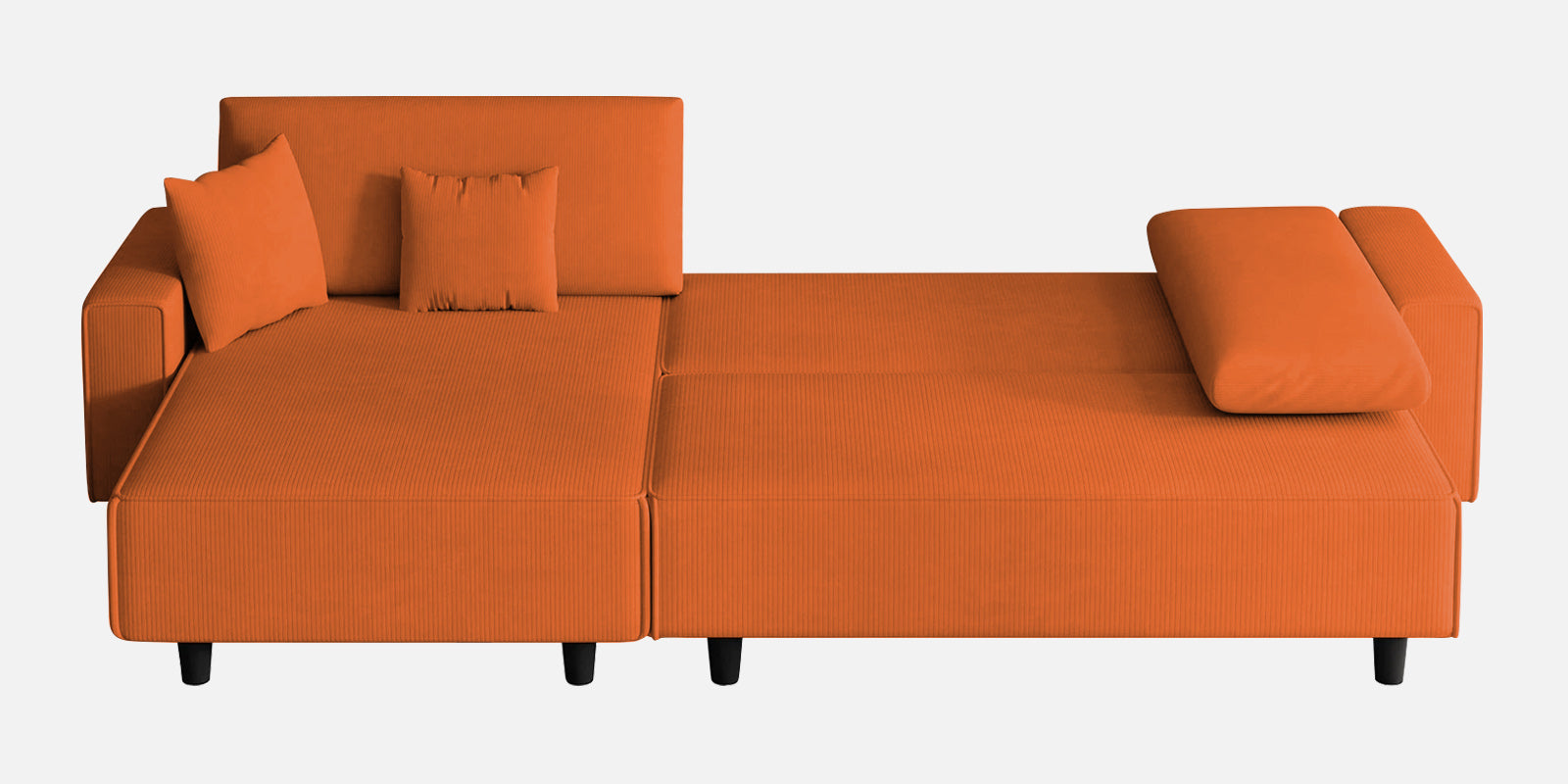 Peach Fabric RHS 6 Seater Sectional Sofa Cum Bed With Storage In Vivid Orange Colour