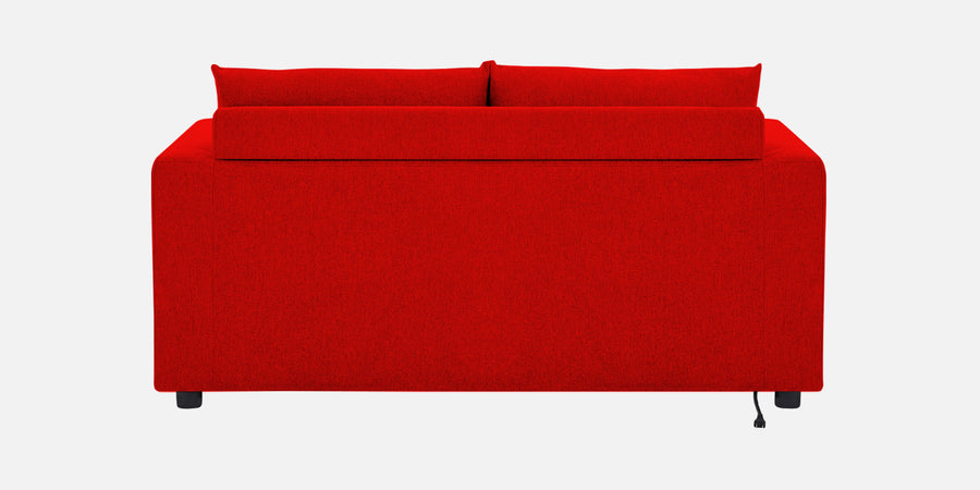 Roman Fabric 3 Seater Foldable Sofa Cum Bed In Ruby Red Colour With Usb Port - Febonic Living