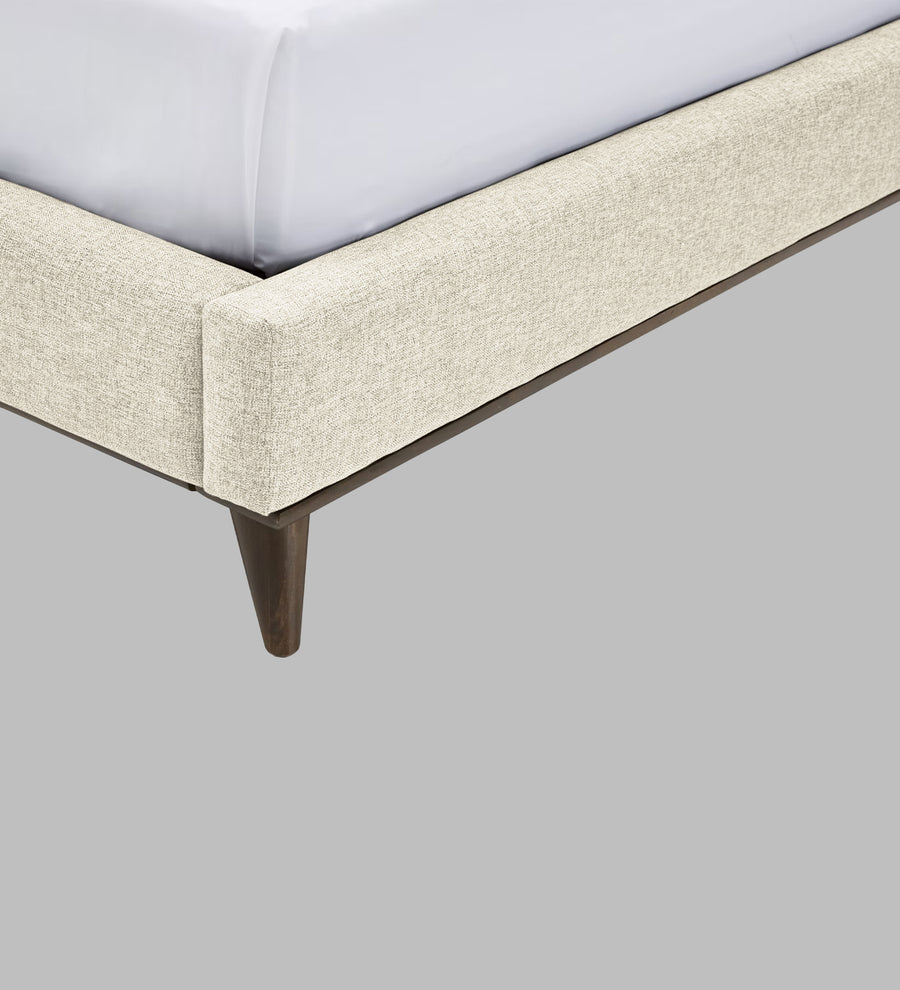 Jasmin Fabric Upholstered Queen Bed In Ivory Cream Colour - Febonic Living