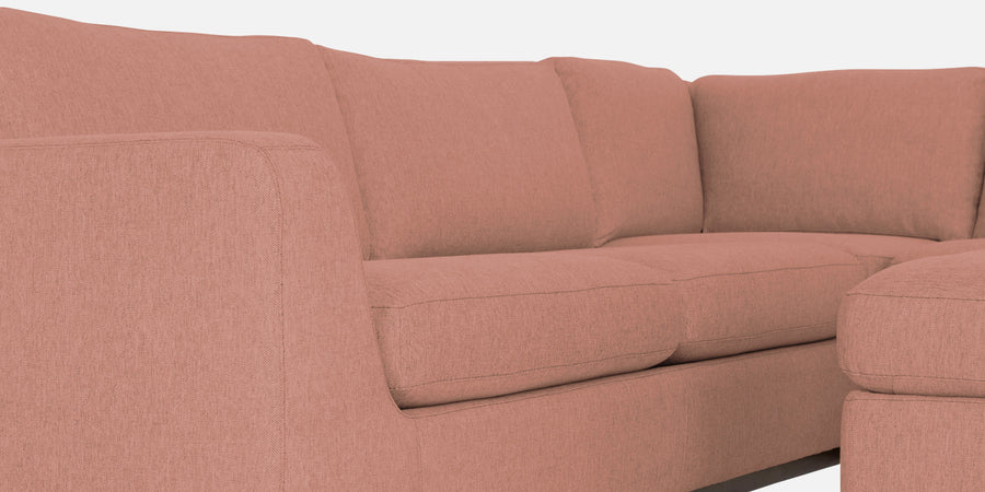 Freedom Velvet 6 Seater Lhs Corner Sofa In Blush Pink Colour With Ottoman - Febonic Living
