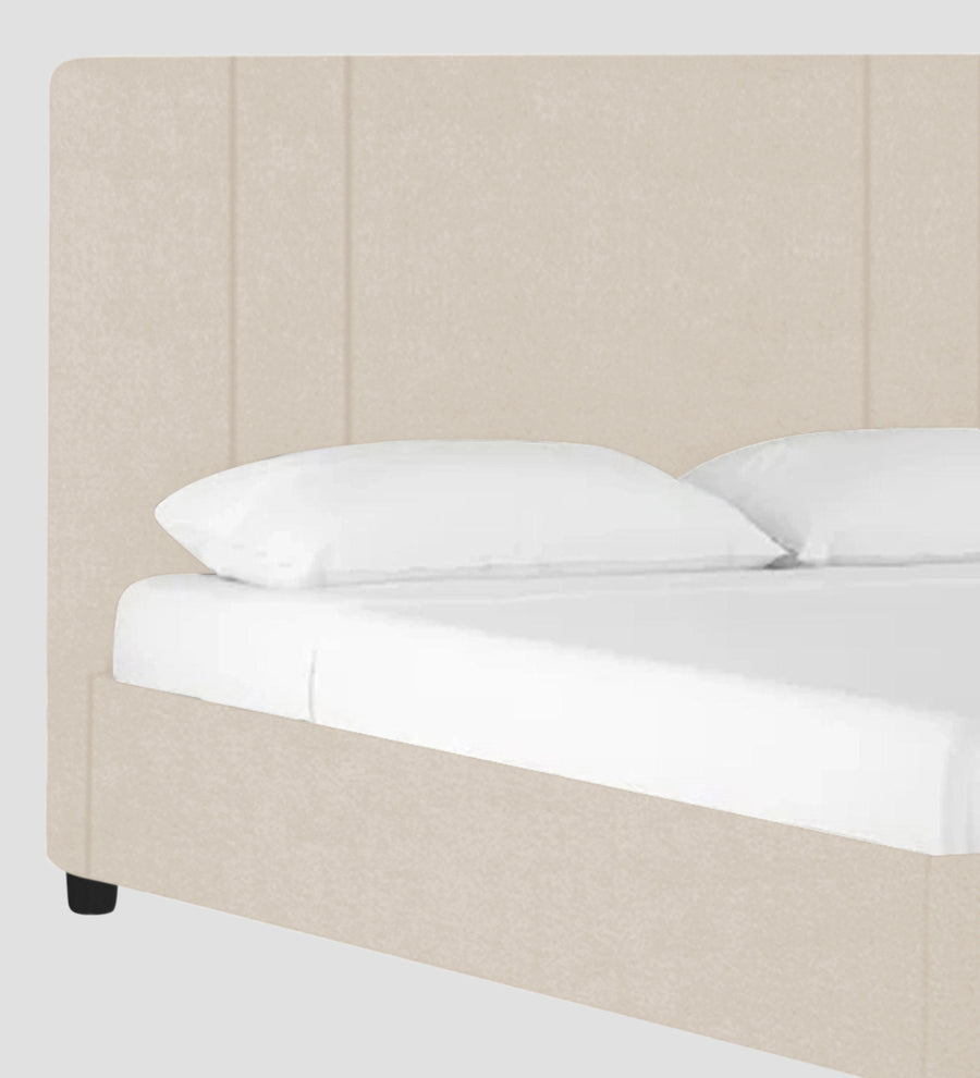 Asyra Velvet Upholstered King Size Bed In Camel Beige Colour With Box Storage - Febonic Living