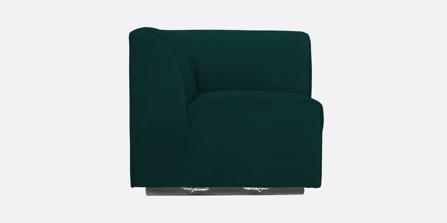 Bufa Velvet Lhs Sectional Sofa In Forest Green Colour With Ottoman - Febonic Living