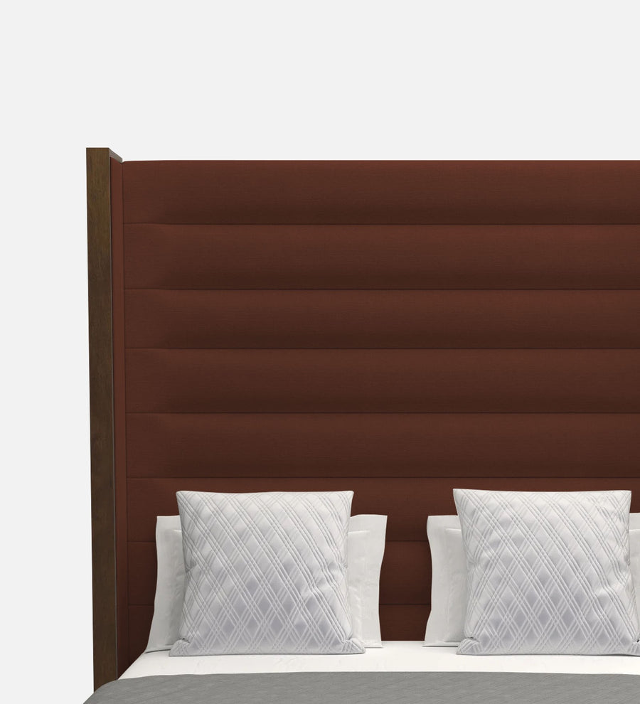 Sunny Fabric Upholstered King Size Bed In Coffee Brown Colour - Febonic Living