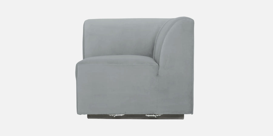 Bufa Velvet Rhs Sectional Sofa In Pearl Grey Colour With Ottoman - Febonic Living