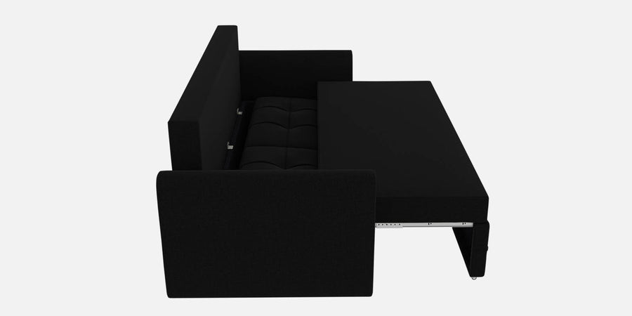 Ines Velvet 3 Seater Pull Out Sofa Cum Bed In In Zed Black Colour With Storage - Febonic Living