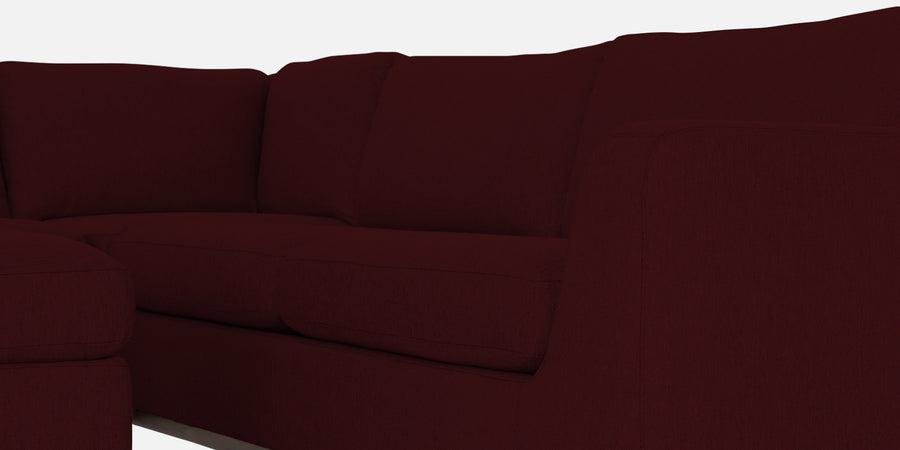 Freedom Velvet 6 Seater Rhs Corner Sofa In Dark Maroon Colour With Ottoman - Febonic Living