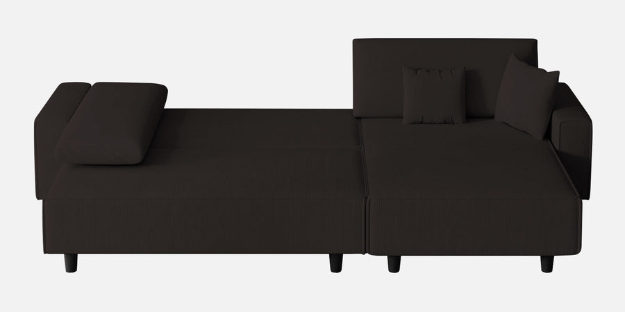 Peach Fabric Lhs 6 Seater Sofa Cum Bed With Storage In Cara Brown Colour - Febonic Living
