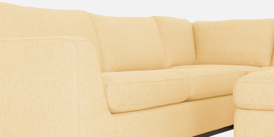 Freedom Velvet 6 Seater Lhs Corner Sofa In Sandy Beige Colour With Ottoman - Febonic Living