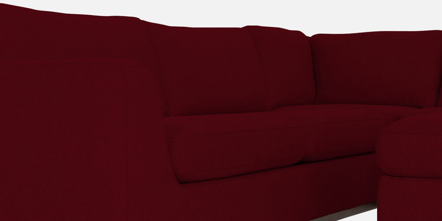 Freedom Velvet 6 Seater Lhs Corner Sofa In Cherry Red Colour With Ottoman - Febonic Living