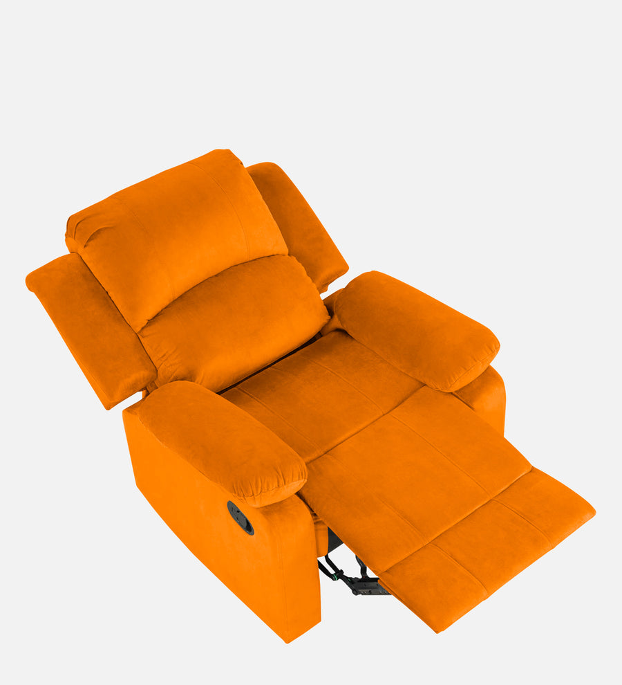 Henry Fabric 1 Seater Motorized Recliner In Vivid Orange Colour - Febonic Living