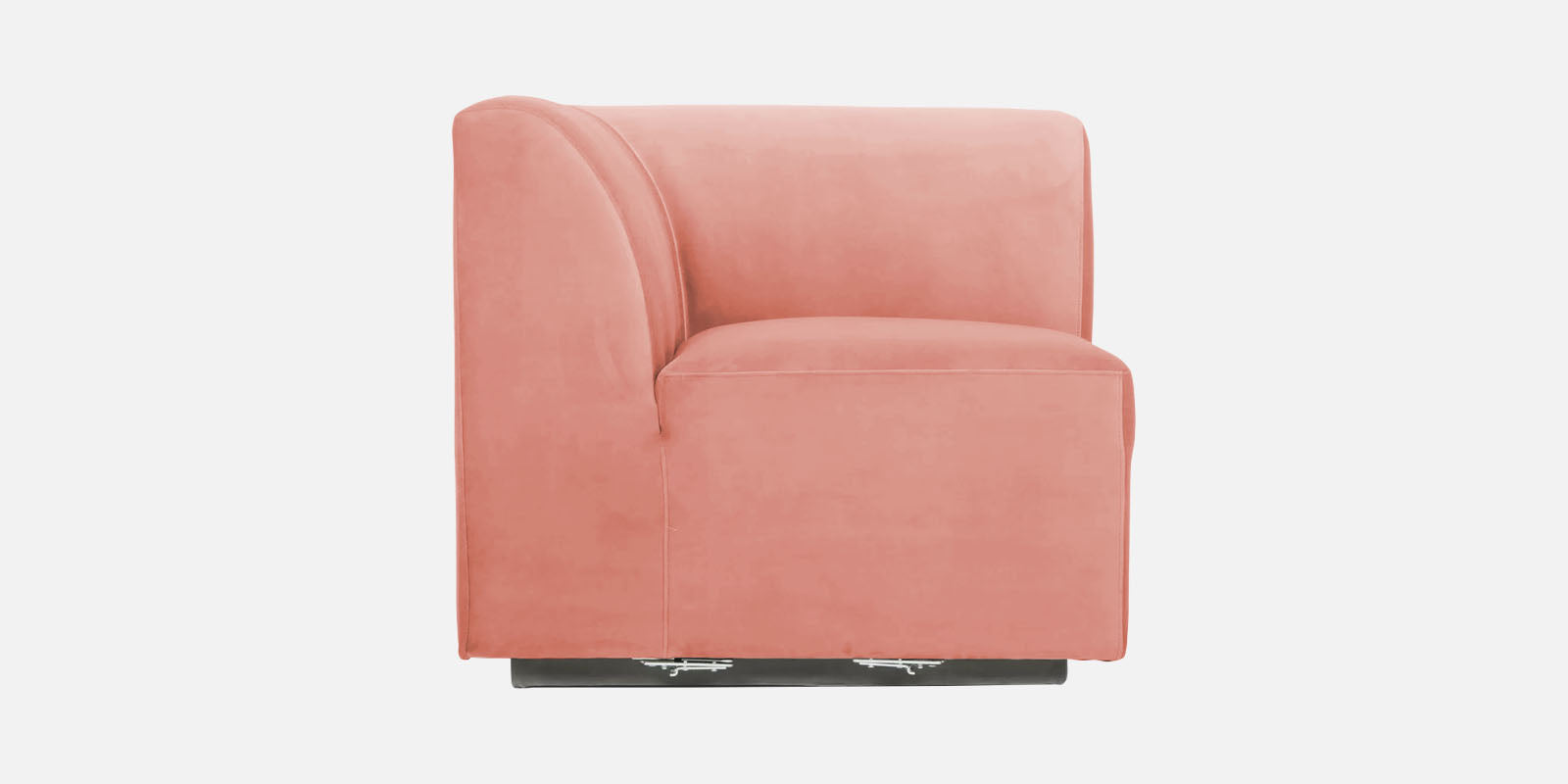 Bufa Velvet LHS Sectional Sofa In Blush Pink Colour With Ottoman