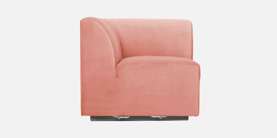 Bufa Velvet Lhs Sectional Sofa In Blush Pink Colour With Ottoman - Febonic Living