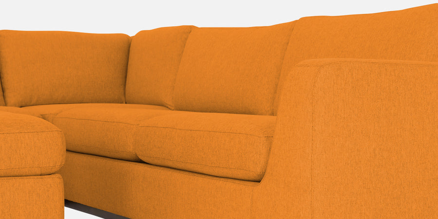 Freedom Velvet 6 Seater Rhs Corner Sofa In Tangerine Orange Colour With Ottoman - Febonic Living