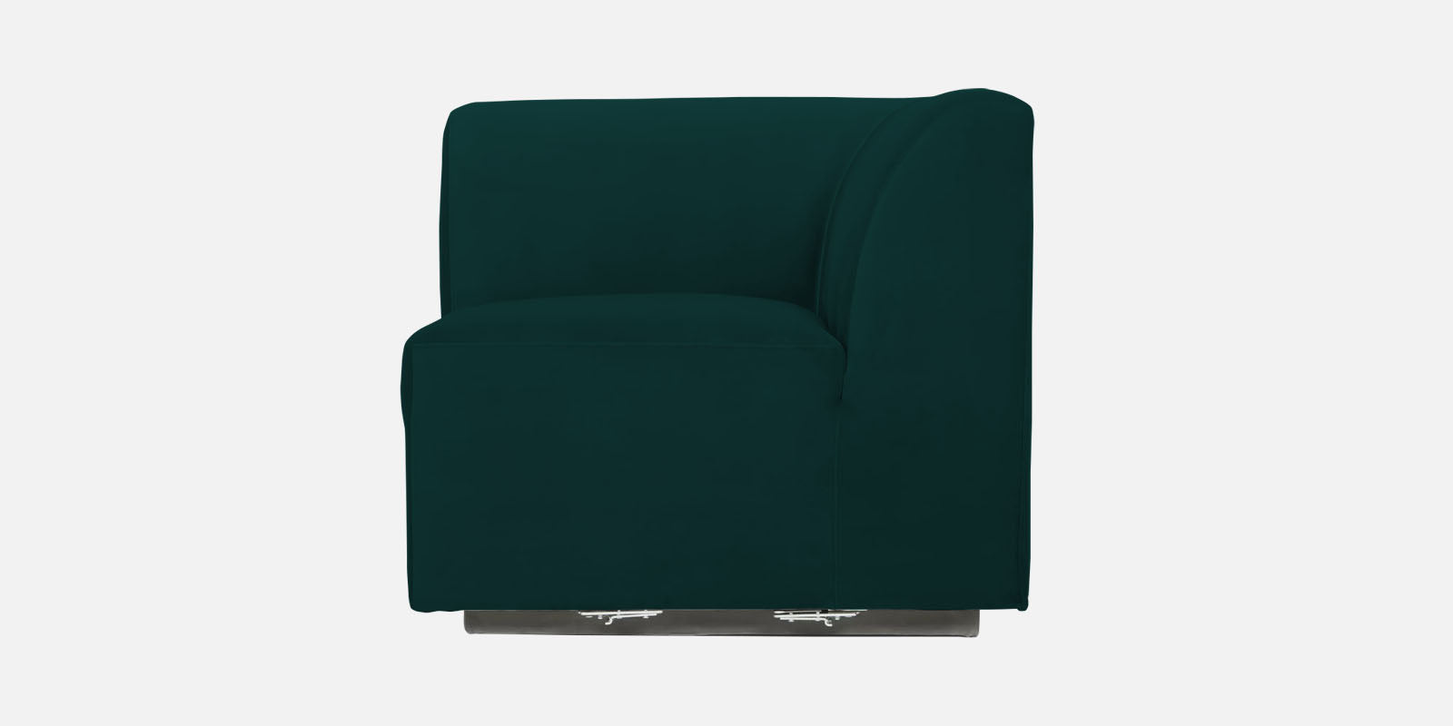 Bufa Velvet RHS Sectional Sofa In Forest Green Colour With Ottoman