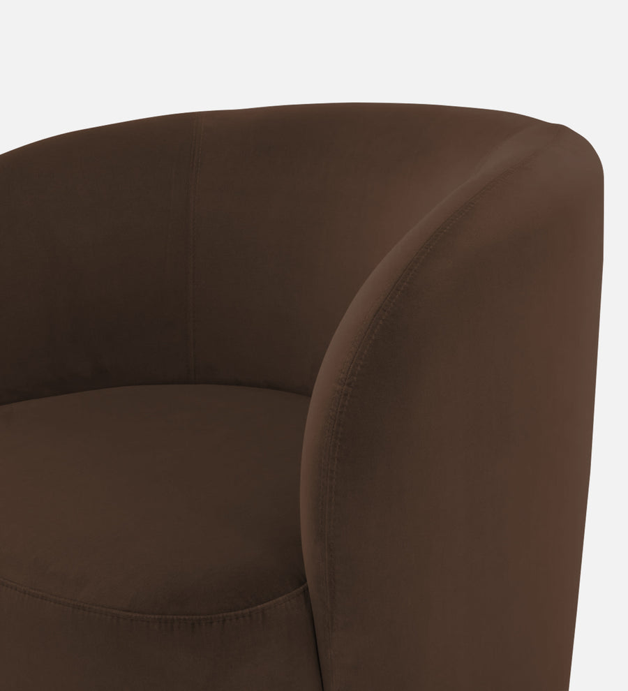Lucky Velvet Lounge Chair In Cholocate Brown Colour - Febonic Living