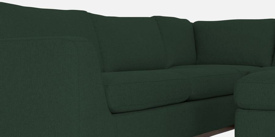 Freedom Velvet 6 Seater Lhs Corner Sofa In Amazon Green Colour With Ottoman - Febonic Living