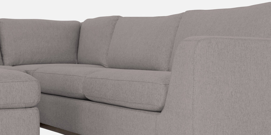 Freedom Velvet 6 Seater Rhs Corner Sofa In Pearl Grey Colour With Ottoman - Febonic Living