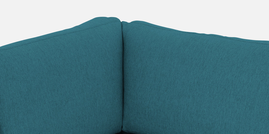 Freedom Velvet 6 Seater Lhs Corner Sofa In Aqua Blue Colour With Ottoman - Febonic Living