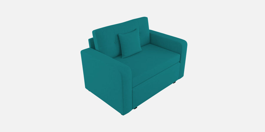 Rocky Fabric 2 Seater Pull Out Sofa Cum Bed In Sea Green Colour With Storage - Febonic Living