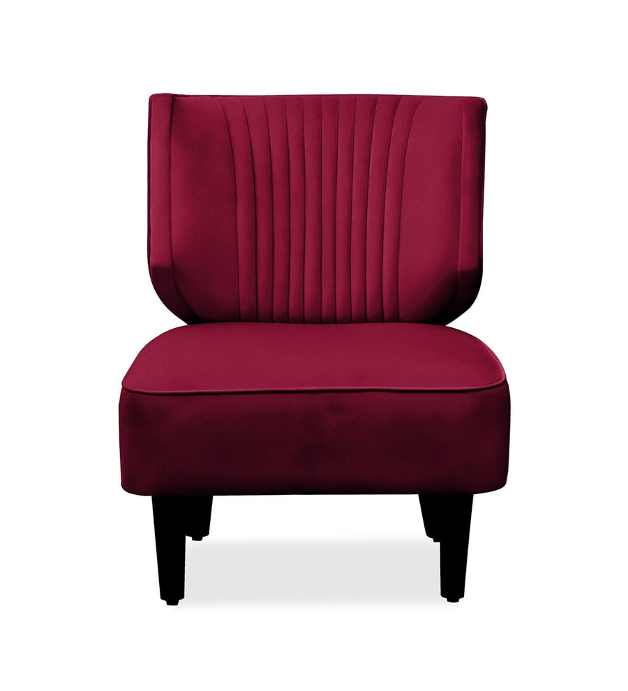 Robby Velvet Slipper Chair In Cherry Red Colour - Febonic Living