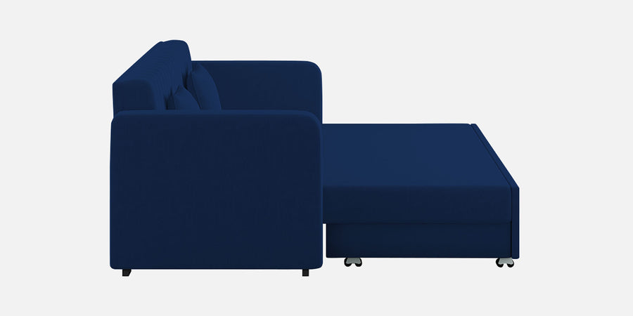 Calra Fabric 3 Seater Pull Out Sofa Cum Bed In Royal Blue Colour With Storage - Febonic Living