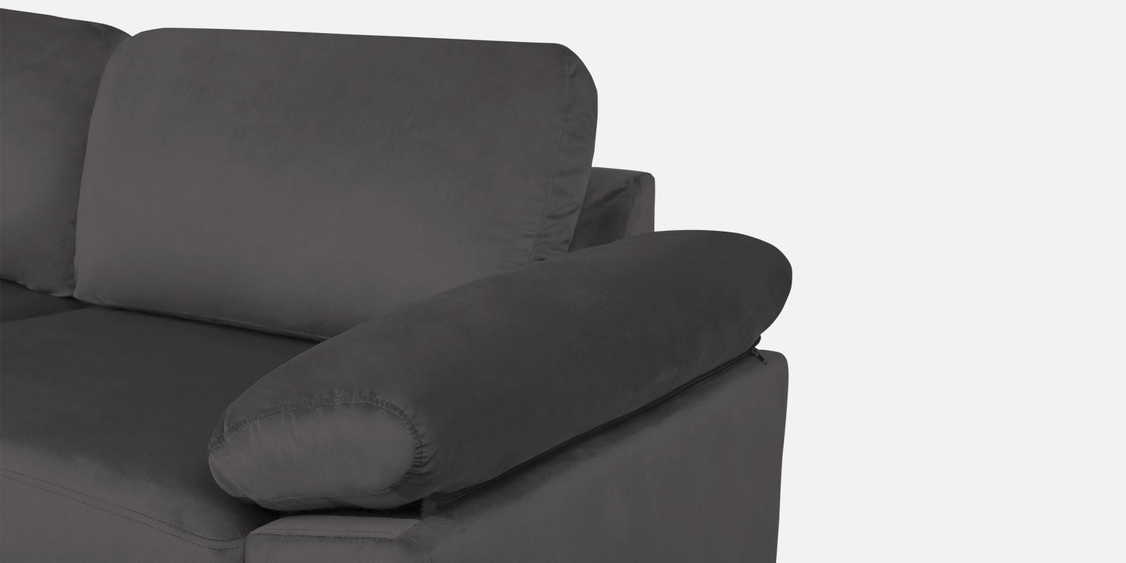 Vegas Velvet LHS Sectional Sofa (3+Lounger) In Davy Grey Colour