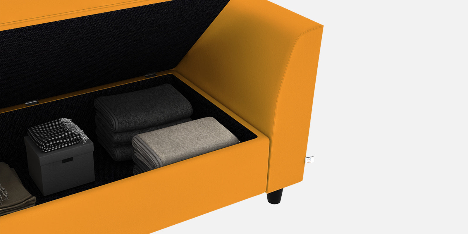 Bristo Velvet 2 Seater Sofa in Safforn Yellow Colour With Storage