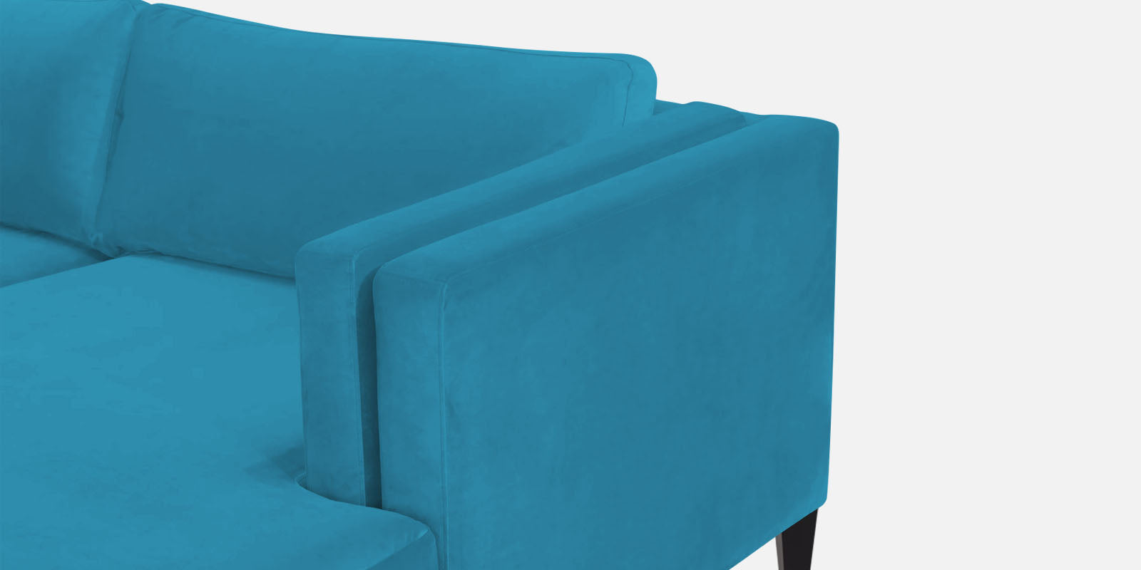 Jasper Velvet LHS Sectional Sofa (3+Lounger) in Aqua blue Colour