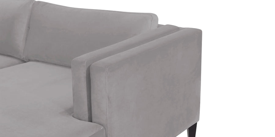 Jasper Velvet Lhs Sectional Sofa 3 Lounger In Concrete Grey Colour - Febonic Living